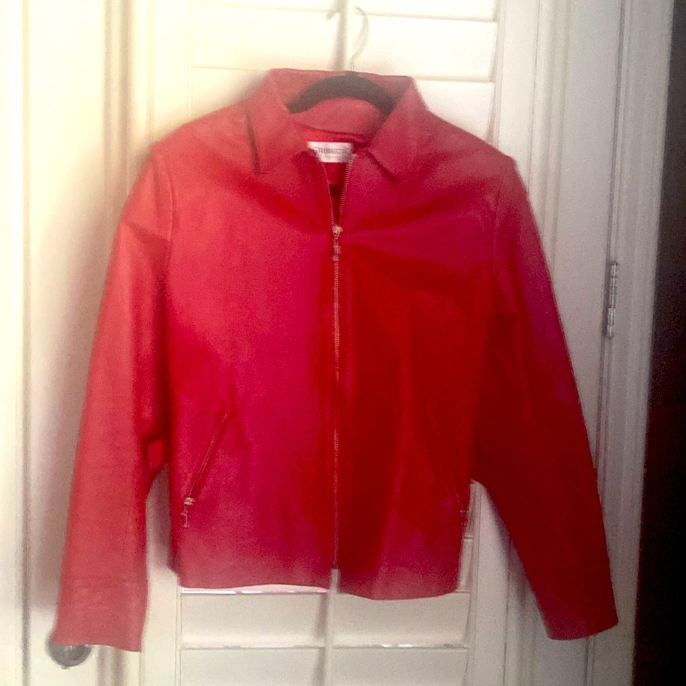 TRIBECA STUDIO Vintage Women’s Red Leather Jacket Zippered Size M - Picture 2 of 15